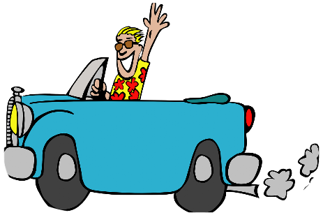 Zeichnung Mann fährt glücklich Auto